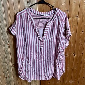 Jane and Delancey Red and White Striped Blouse